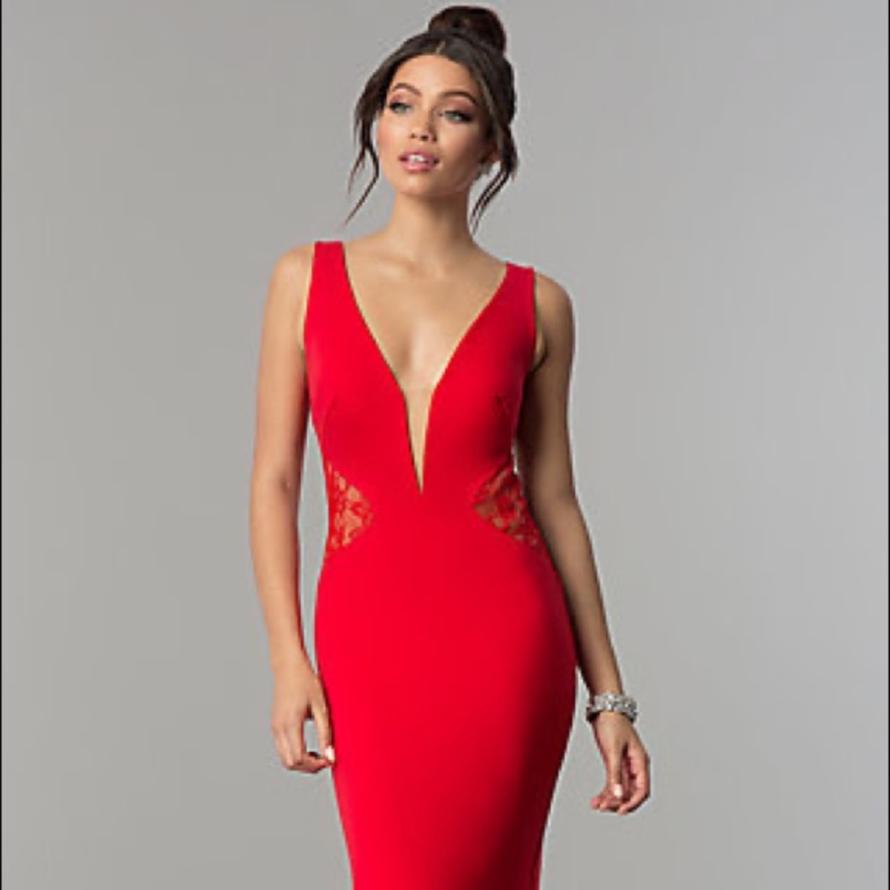 Zoey Grey Red Formal Lace Gown